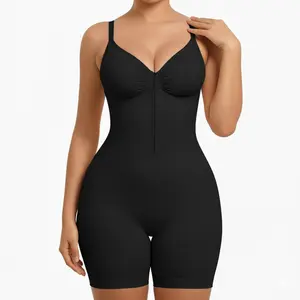 Women's Wireless Colombian Fajas Full Body Shapewear - Deep V Neck Zip-Up Bodysuit, High-Waist Tummy Control, Butt Lifting, Adjustable Shoulder Straps, Smooth Compression Fabric, Invisible Under Bodycon Dresses, Day & Summer Tank Top, Plus Size Nylon