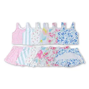 Girl Swim Outfit Floral Quick Dry Yoga Sports Skirts Set