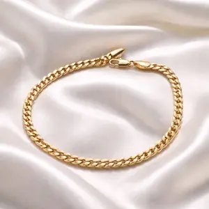 Cuban Link 3mm Anklet - Gold Color Chain Bracelet for Women, Elegant Design, Perfect for Daily Wear