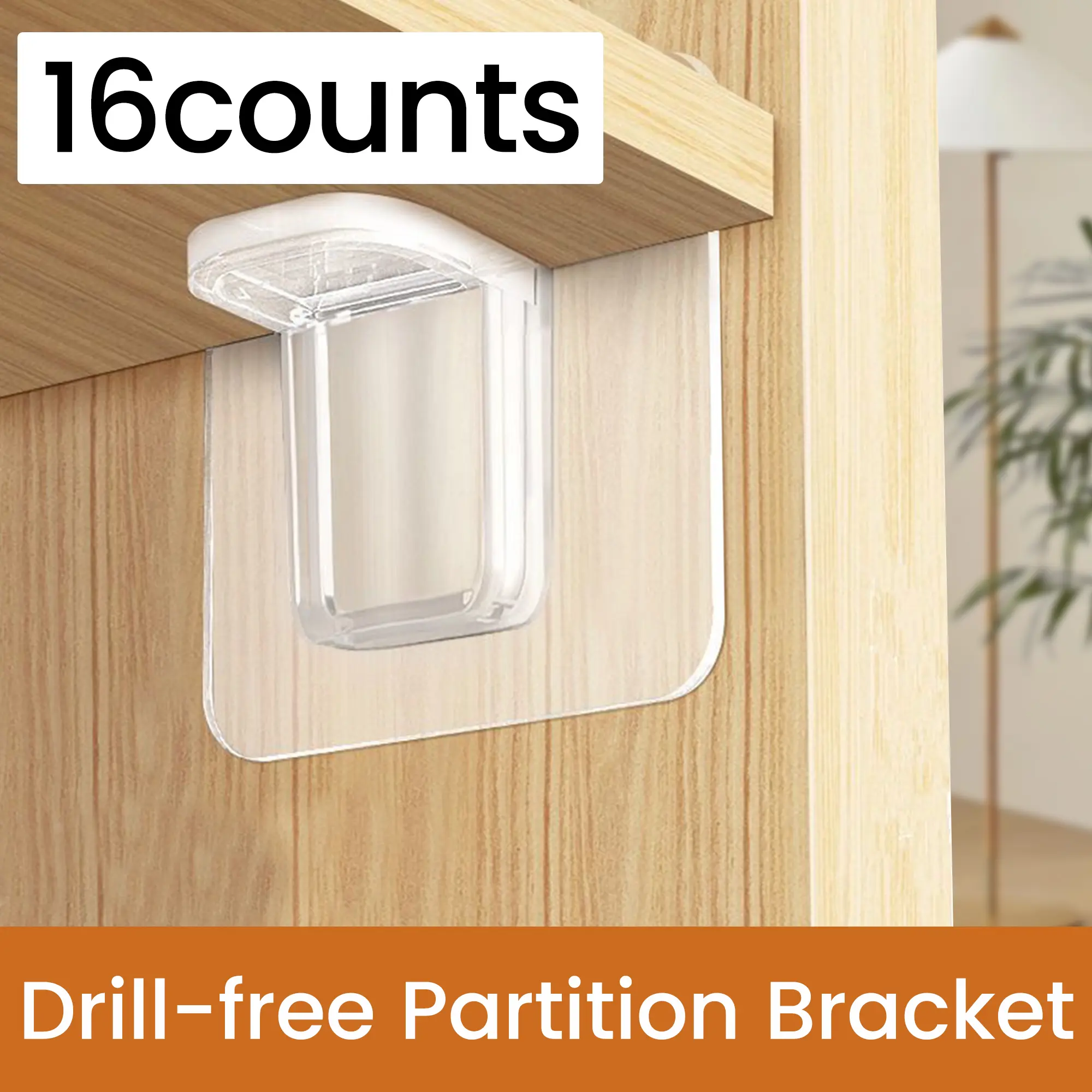 16-Count Shelf Support Pegs - Punch-Free Transparent Cabinet Accessories, Thickened Heavy-Duty Fast-Install Rack Accessories for Shelf Installation