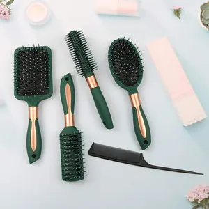 6 Pack Professional Salon Hair Brushes Set, Hair Brush Comb Set, Salon Hairdressing Styling Tool for Precise Styling and Manageable Hair (Blackish Green)