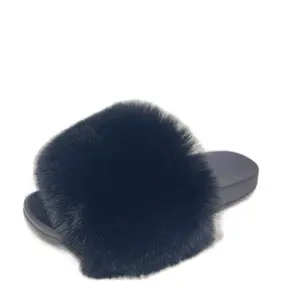 Women's Midnight Fluff Slide 285 Comfortable Faux Fur Slippers for Women Walking Shoes Footwear Girl Cotton Anti-Slip Elegant Studded Flipflop Decor Casual Black Style Soft Fluffy