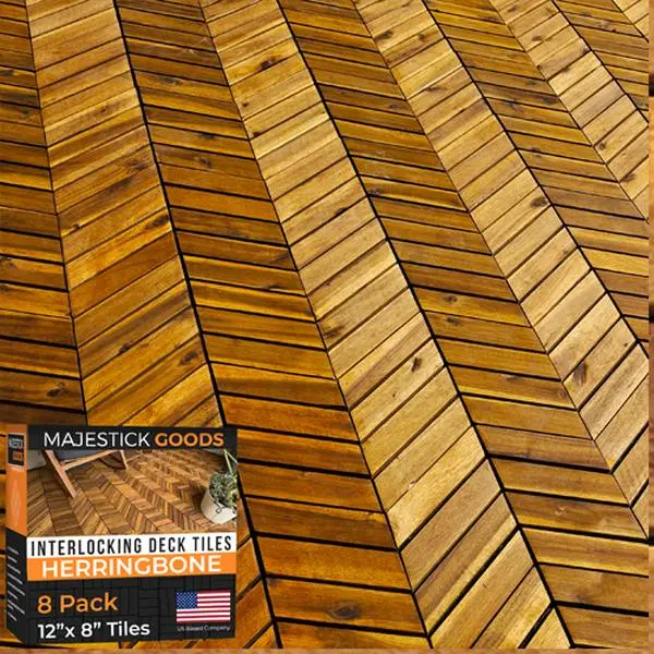 Majestick Goods Interlocking Deck Tile - Herringbone (8 Pack) for Flooring Needs