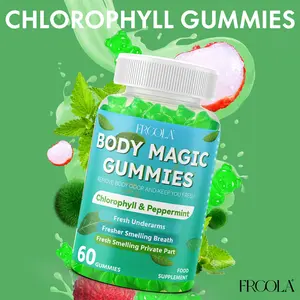 Frcola Body Magic Chlorophyll Gummies - 60 Gummies for Healthy Skin & Body Detox - Fresh Underarms & Breath - Food Supplement with Lychee Flavor