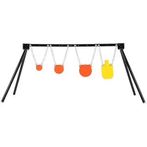 Steel Target Stand with 3 Gong Targets and 1 Torso Target Steel Shooting Target System Kit Outdoor Powder Coated-TK