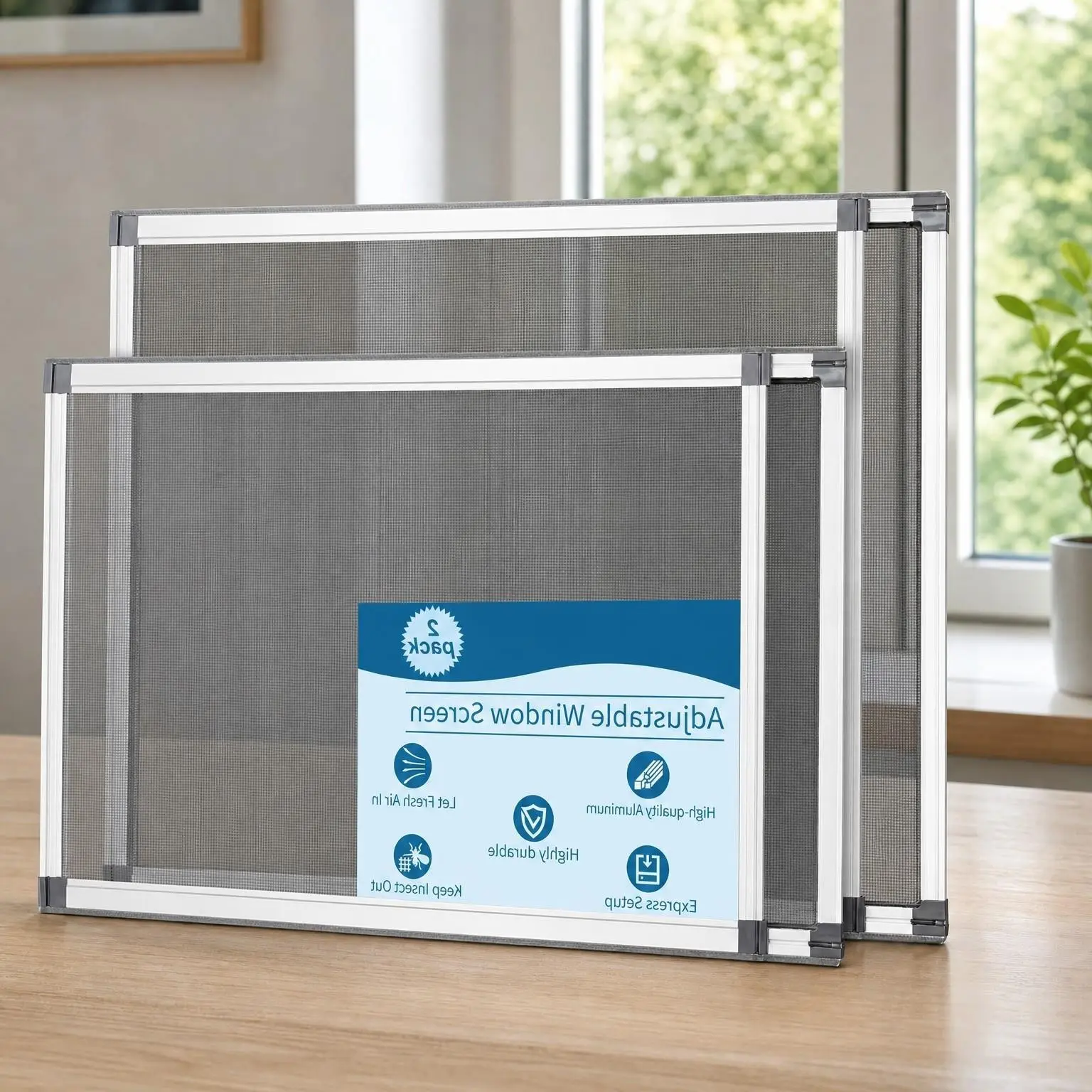 Expandable Window Screen, 2 Pack Adjustable Window Screen (15" H x 21" - 40" W) - Medium Replacement Window Screens with Frame, Durable Replacement Screen for Window