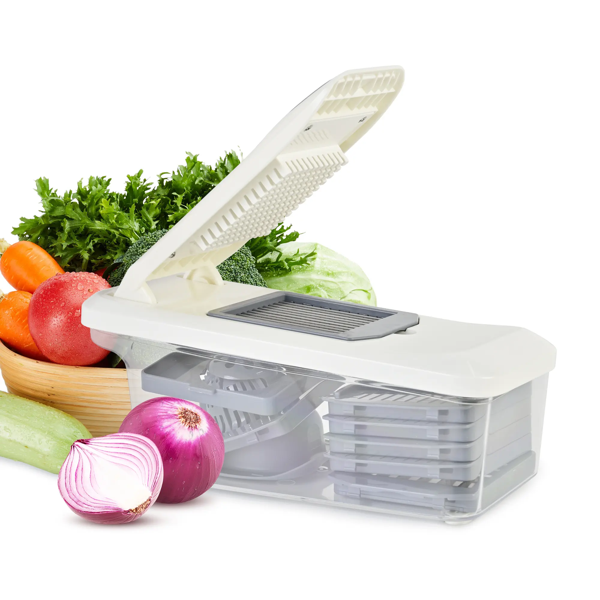 SUSTEAS Full-Size 10-in-1 Multi-Function Food Processor - 8 Blades, 2L Container, Egg Separator, Juicer Function, Hand Guard, Kitchen Shredder, Cutter, Integrated Utensils for Easy Meal Prep, Quick Use, Easy Storage