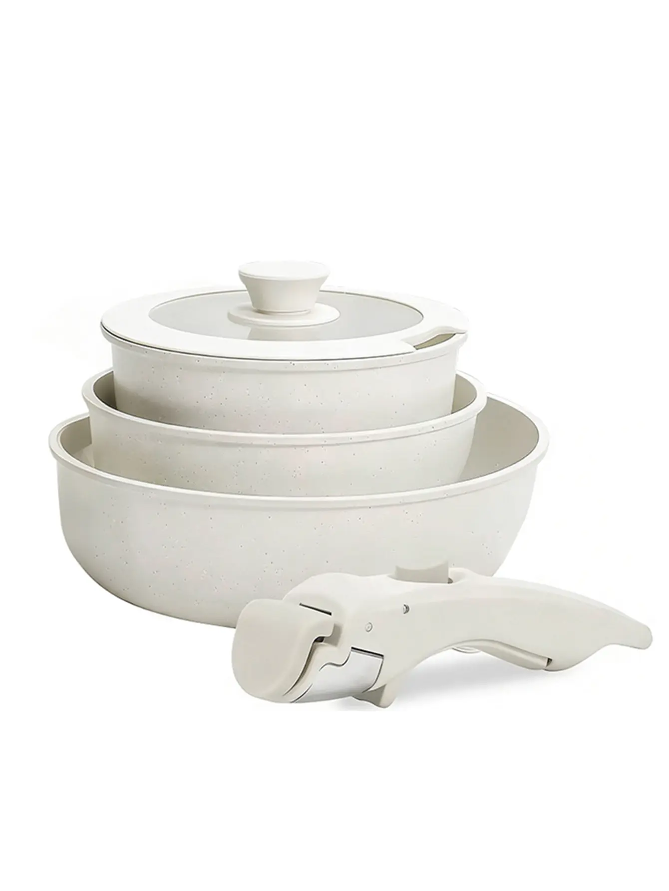 Ceramic pot and pan set Non-stick kitchen cooking set,non-toxic pot and pan set is non-stick and detachable handle,Pot and pan set of 5 pieces,RV cooking utensils,christmas deal,kitchenware, gifts,food prep tool,girly kitchenware,value household staples