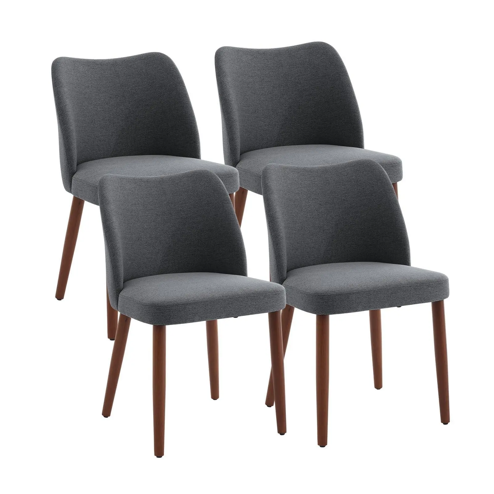 Gaomon 4-Piece Sturdy Modern Wingback Dining Chairs - Linen/PU Upholstery, Curved Back, Thick Cushions, Wooden Legs, Leveling Ft, Easy Assembly - Accent Chairs for Kitchen Gatherings, Wingback Chair