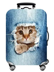 Cute Kitten Printed Elastic Luggage Cover, Protective Luggage Cover, Durable Travel Accessories, Easy To Install Design, Suitable for Airlines and Road Travel