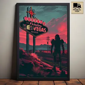 Welcome to New Vegas Poster, Fallout Video Game Art, Wasteland Art, PC Gamer, Gaming Gift for Fan [UNFRAMED]