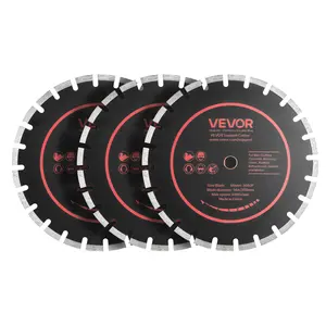 【DealsForYouDays】VEVOR 14-in Diamond Blades 3-Pack Concrete Saw Blade Set, 1-in Arbor, 0.13 In High-Hardness Diamond Segments, 65Mn Steel Core, Dry-Wet Cutting, Universal Fit, Smooth & Stable High-Speed Performance for Concrete, Masonry, Brick