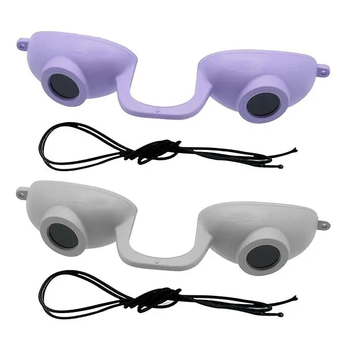 Super Sunnies EVO Flex UV Eye Protection Goggles (2 Pack) – FDA Compliant Tanning Bed & Red Light Therapy Glasses, Random Colors