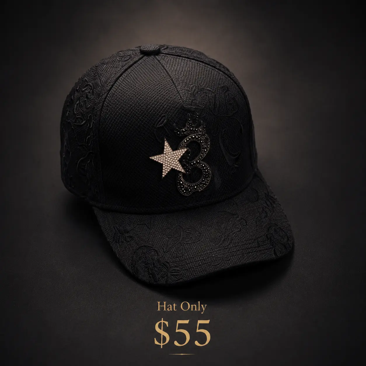 [Trending] - Black Rhinestone Crown Star Embroidered Cap, Luxury Streetwear Baseball Hat