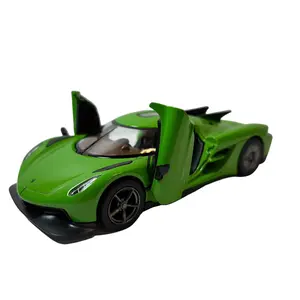 KINSMART 1:36 Scale Koenigsegg Jesko Absobultion Die Cast Metal Model Toy Car Green with Openable Door and Pull Back Action