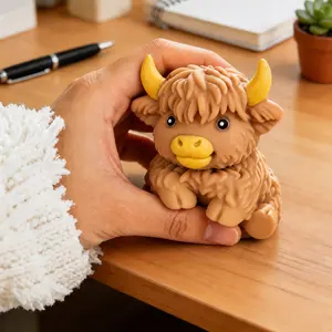 Highland Cow TPR Squishy Toy Soft Slow Rise Stress Relief Fidget Toy ASMR Kawaii TikTok Viral Desk Decor Gift Home Office School Kids Adults Anxiety