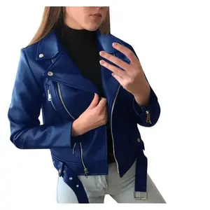 Motorcycle Leather  Spring And Autumn  Leather   Short Slim Leather Jacket Women'S