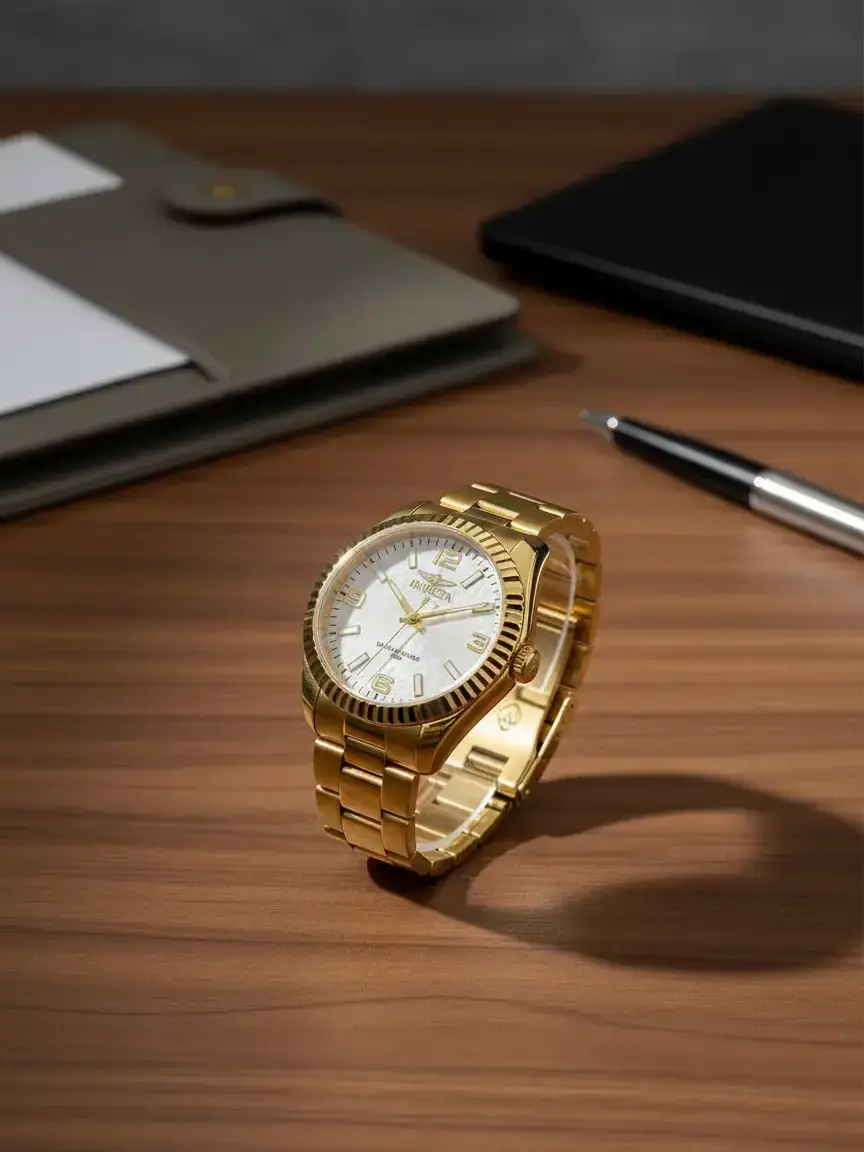 Gold Invicta Men's Specialty Watch Watch - Standout White Dial Bold Oversized Statement Timepiece