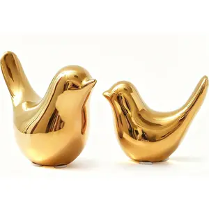 Gold Home Decor Small Birds Statues Modern Style Decorative Ornaments for Living Room Decor, Bedroom, Office Desktop, Cabinets (2Pcs Gold Birds)