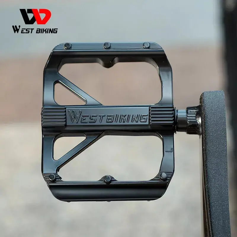 West Biking Aluminum Alloy Flat Platform Bicycle Pedals, Ultralight with DU Bearing and 9/16" Spindle for Road Bike, MTB Cycling, Commuter Bike