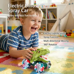 6 Channel Spray Electric Dinosaur Toy, Remote Control, Fog, Lights, Music, 360° Rotation, Stem Educational, Kids Gift, 3-8 Years
