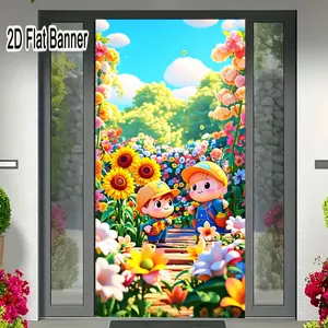 2D flat banner, 1pcWhimsical Kids Flower Garden Backdrop, Colorful Sunflower Path Scene for TikTok Party Decor & Playful Photo Booth Backgroundgalentines party decor, valentine day decor, decorations for valentines day