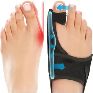1 Pair Premium Toe Separators - Breathable, Supportive, Solid and Straight - Mercerized and Sponge Composite Fabric Material with Built-in Metal Plate for Comfort and Stability for Day/Night Use