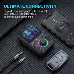 Universal Car Bluetooth 5.0 FM Transmitter & Adapter | Wireless Music Receiver for All Cars | TF/USB/Aux Play 4 Modes | QC3.0 Dual USB Fast Charging Port with Colorful Display Adjustable Power Supply carplay adapter Compact Real-Time GPS Radar Detector