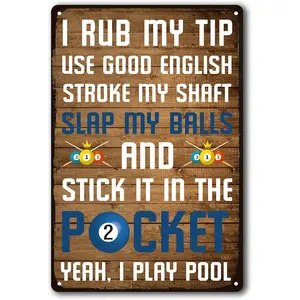 Funny Billiards Tin Sign Pool Table Accessories Pool Room Decor Playing Pool Metal Sign Billiards Gifts For Men Billiard Hall Decoration Signs 8 X 12 Inches