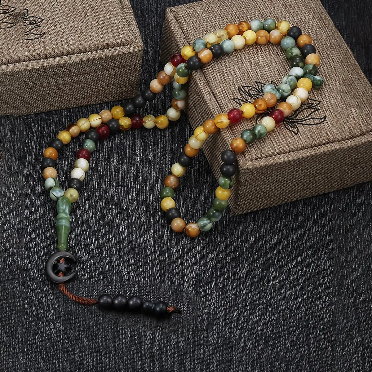 99-Round Multicolor Prayer Bracelet, Hand-Knotted Acrylic Bead Bangle, Stackable Casual Costume Jewelry for Ramadan Prayer, Bangles, Beads, Hand-Knotted Prayer Bracelet