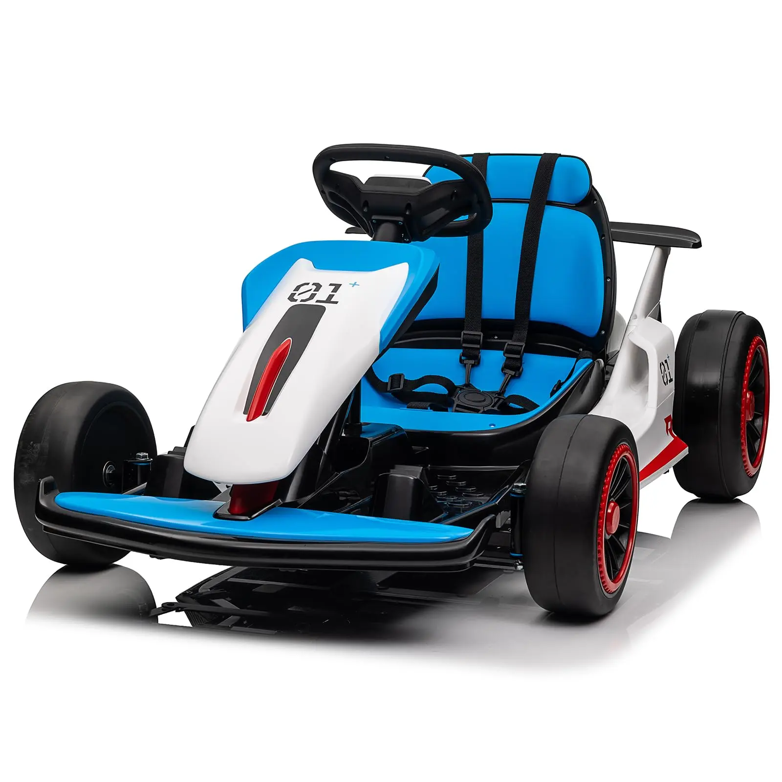 【GARVEE】24V Drift Go Kart for Kids with Dual 200W Motors, 7AH Battery, Electric Pedals, and Outdoor Racing Design in Blue