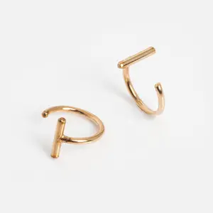 Bar Hoop Earrings | 14K Gold Filled Handmade Minimalist Huggie Earrings | Women's Everyday Fashion Accessory