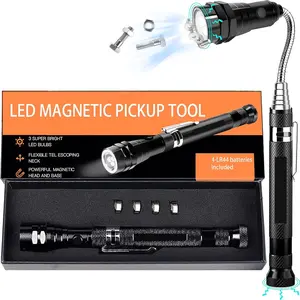 [2000 Lumens] Magnetic Flashlight Extended LED Light with Telescopic Magnet Pickup Tool, 360° Rotation and Retraction - Unique Gift - Men, Auto Repair Tools, Mechanics, Technicians