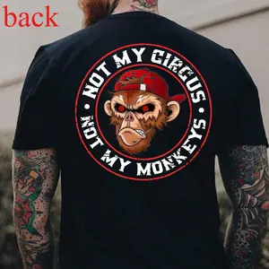 NOT MY CIRCUS NOT MY MONKEYS Black Print T-Shirt