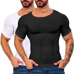 CATTIBOR 1/2/3/4 Pack Men Shaping Shirts Body Shaper,Men Round Neck Short Sleeve Shirt,Men Sport Vest Fitness Excercise Shapewear Tanks Tops,Back to School Outfits, GYM Clothing,Boys Vest