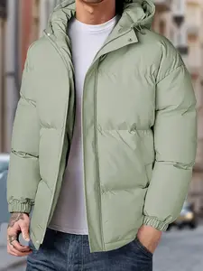 Winter Thickened Warm Hooded Jacket with Pockets, Windproof Men's Coat Menswear Small Casual Long Sleeve