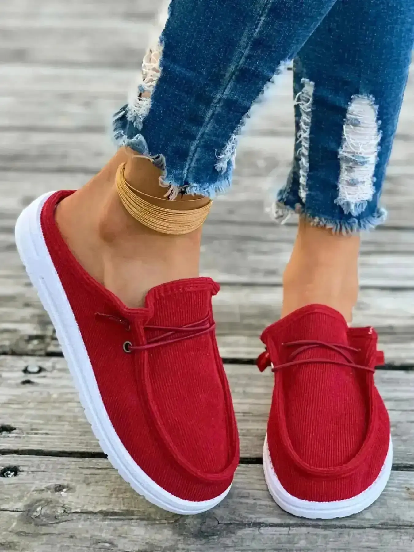 Women's Casual Comfortable Textile Shoes Walking Plain Pattern Rubber Sole Less Than Ankle Height All Seasons Fashion Versatile Slip On daily trainer workout lifestyle practical durable support everyday Chic