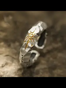 New Fashion Self-Control Ring Brand Men Wish Stone Unique High-End Vintage Versatile, Copper Material, Ethnic Pattern, All Seasons, Copper Band Rings