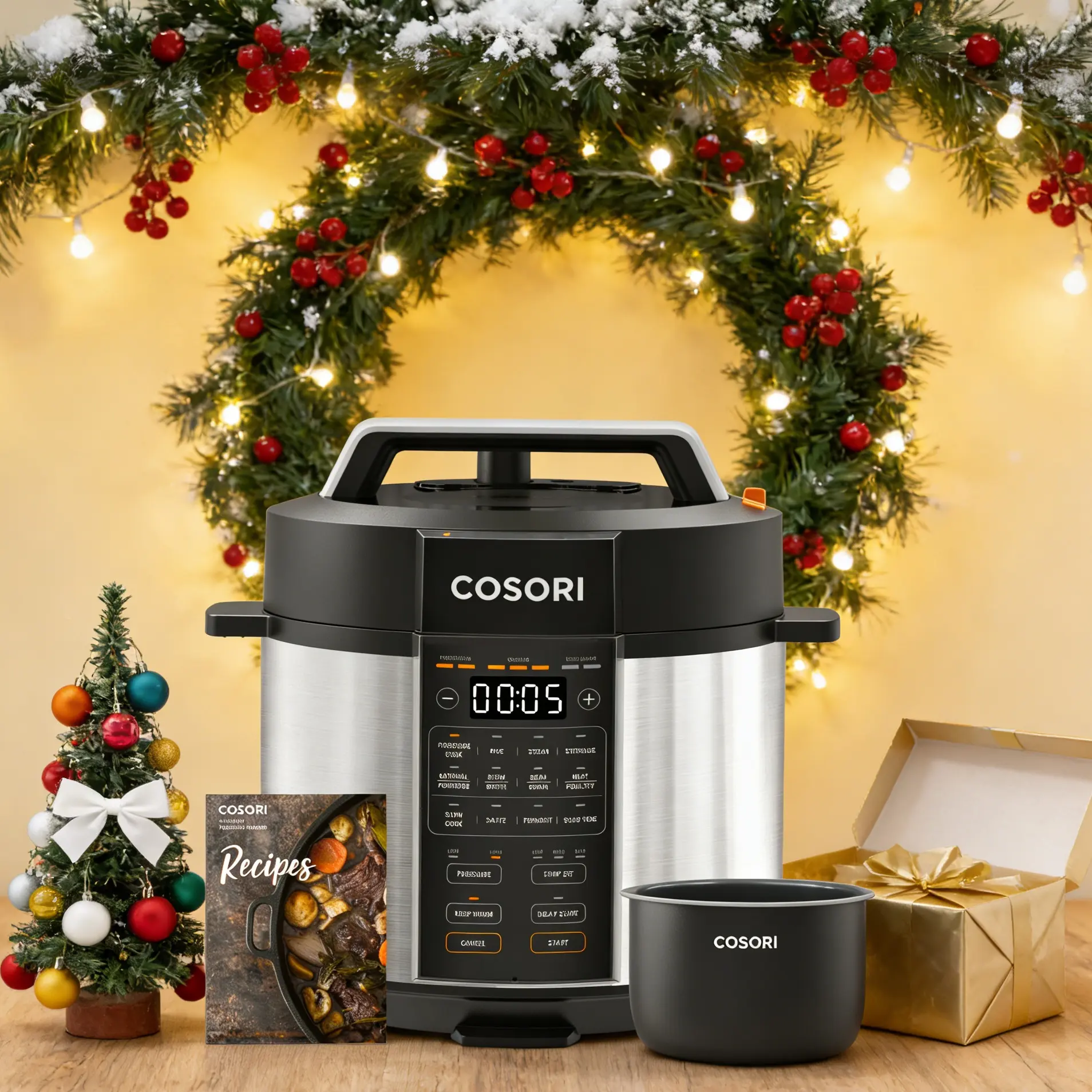 COSORI 6-Qt Programmable Electric Pressure Cooker - 9-in-1 Multifunction Appliance, Rice Cooker with Sous Vide, Sterilization, 1100W Power, Stainless Steel Design, Aluminum Inner Pot, Included Recipes,summerwins