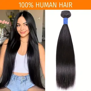 2025 NEW Wholesale 1 Bundle Brazilian Virgin Human Hair Extensions for Women, 30-40 Inch, Double Weft, 90g, Bone Straight, Unprocessed, Soft and Shiny, Full Head Coverage