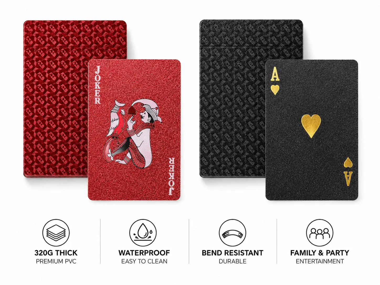 Luxury Black Gold Foil Playing Cards, 320g Thick Waterproof Poker Deck, Premium Durable Card Set for Men Birthday Gift Groomsmen Party Game Night