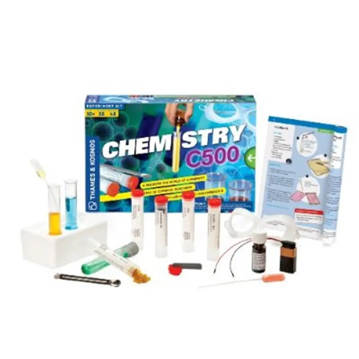 Thames & Kosmos C500 Chemistry Kit V 2.0 - Science Educational Visual Learning Tool for School Supplies, 28 Classic Experiments, Chemistry Fun, Discover Acid and Base Effects, Perform Magic Tricks, 13.1 x 8.9 x 2.6 inches, Discover Effects Of Acids And Ba