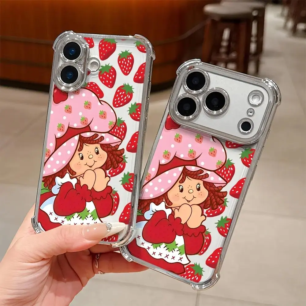 Personalized Colorful Strawberry Shortcake Smartphone Case - Transparent Soft Casing with Anti-Fall Resistance, Protector for iPhone 17 Air,16,15,14,13,12,11 Pro Max Plus & Samsung S26,S25,S24,S23,S22 Plus Ultra Mobile Accessory, Handheld