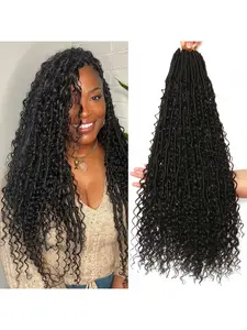 Goddess Locs crochet hair -60.96cm 8pcs Bohemian artificial crochet hair suitable for women's pre circular soft hook with rolled ends Boho Locs