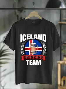 100% Cotton Iceland Drinking Team Funny Icelandic Flag Beer Party Gift T-Shirt T-Shirt
