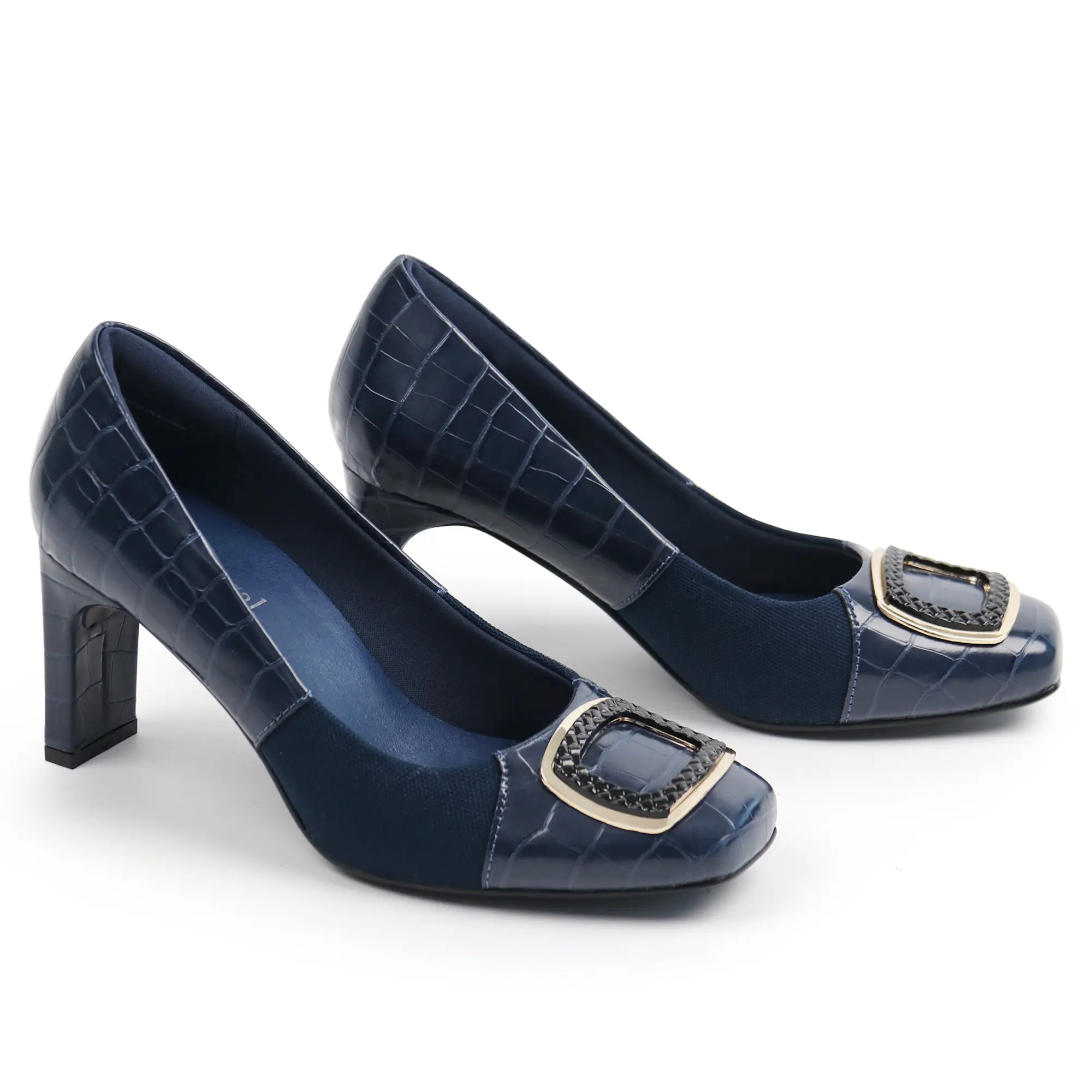 Women's Casual Walking Shoes with Block Heel, Wide-Fit Slip-On Footwear for Bunion Relief and Orthopedic Support, Style, Leather, Soft, Elastic Panels, Synthetic Leather, Comfortable Heels, Ortho Support, Work‑To‑Casual