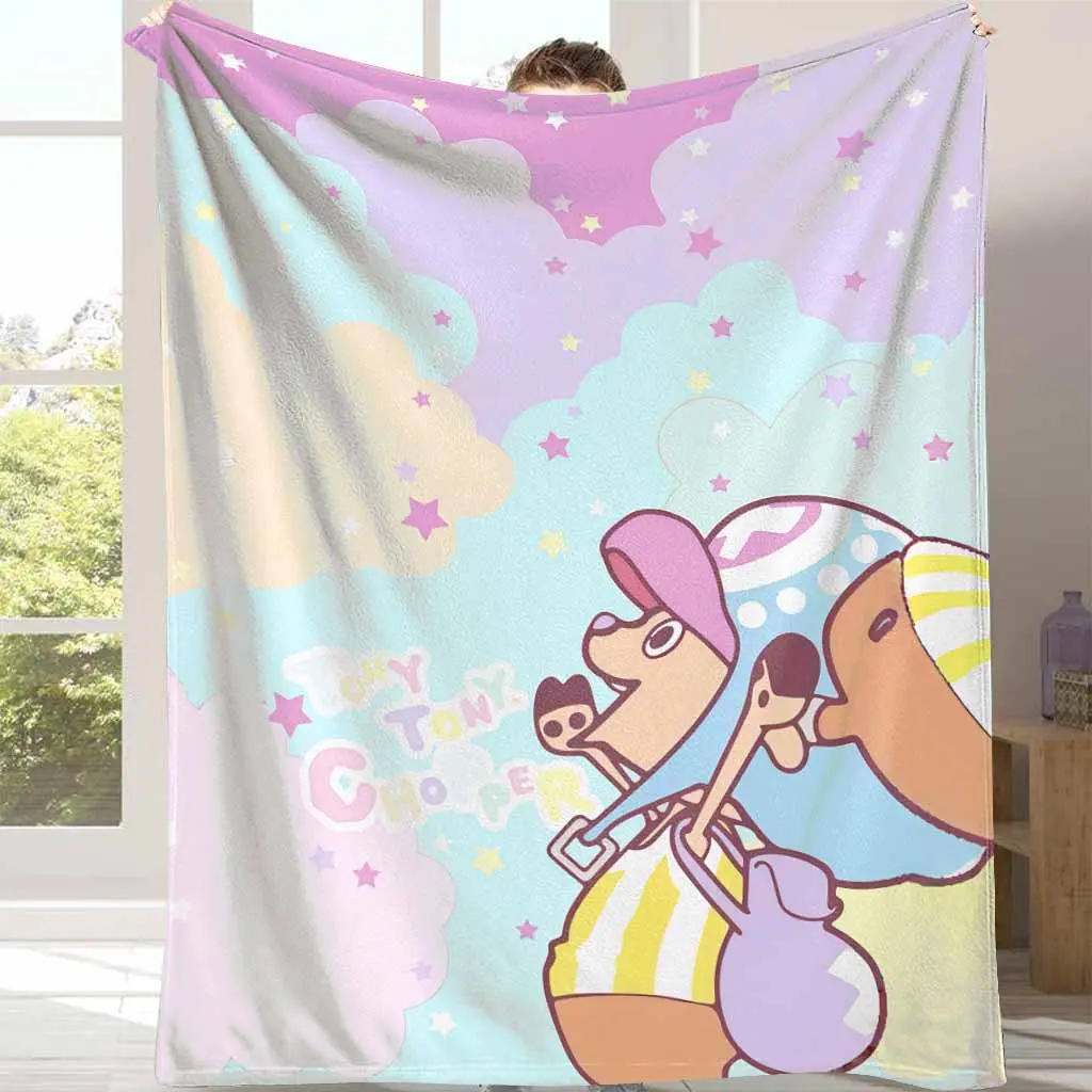 Pastel Tony Tony Chopper Cartoon Printed Blanket - Breathable Soft Comfy Cozy Decorative Throw for Sofa, Bedroom, Holiday Gifting, Breathable Soft Blanket