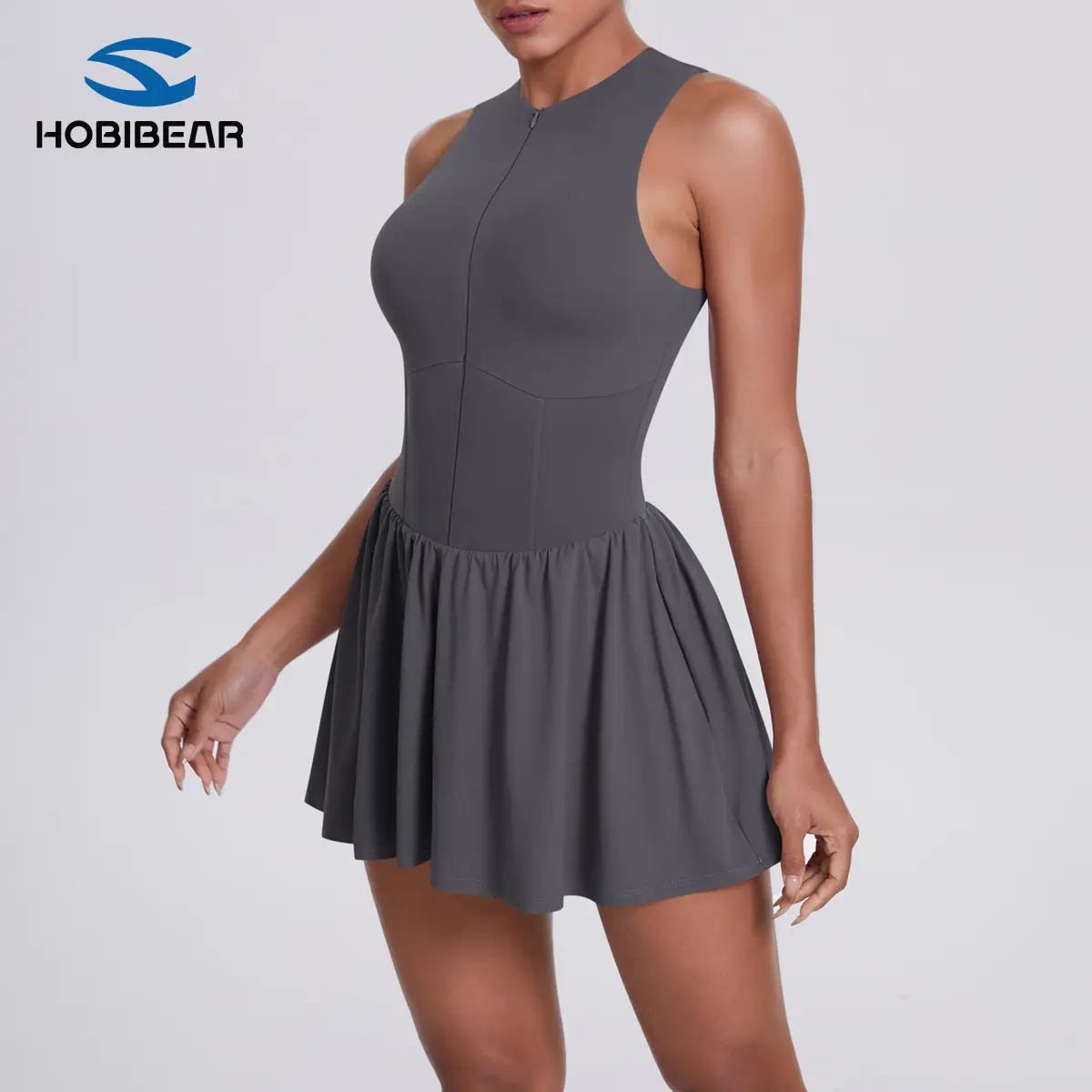 HOBIBEAR Women's Sleeveless 2-in-1 Athletic Sports Dress with Built-in Shorts, Sporty Style for Tennis, Golf, Athletic Sports Dresses, Sporty Sports Dresses