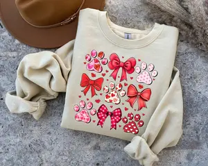 Dog Valentine Sweatshirt: Paw Print Heart, Coquette Pet Lover Gift