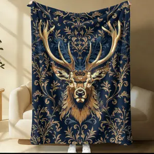 Deer Print Pattern Blanket, Suitable For All Seasons, Suitable For Beds, Sofas, Cars, Room Decorations, And Gifts, Perfect As a Gift, a Single-Sided Printed Blanket
